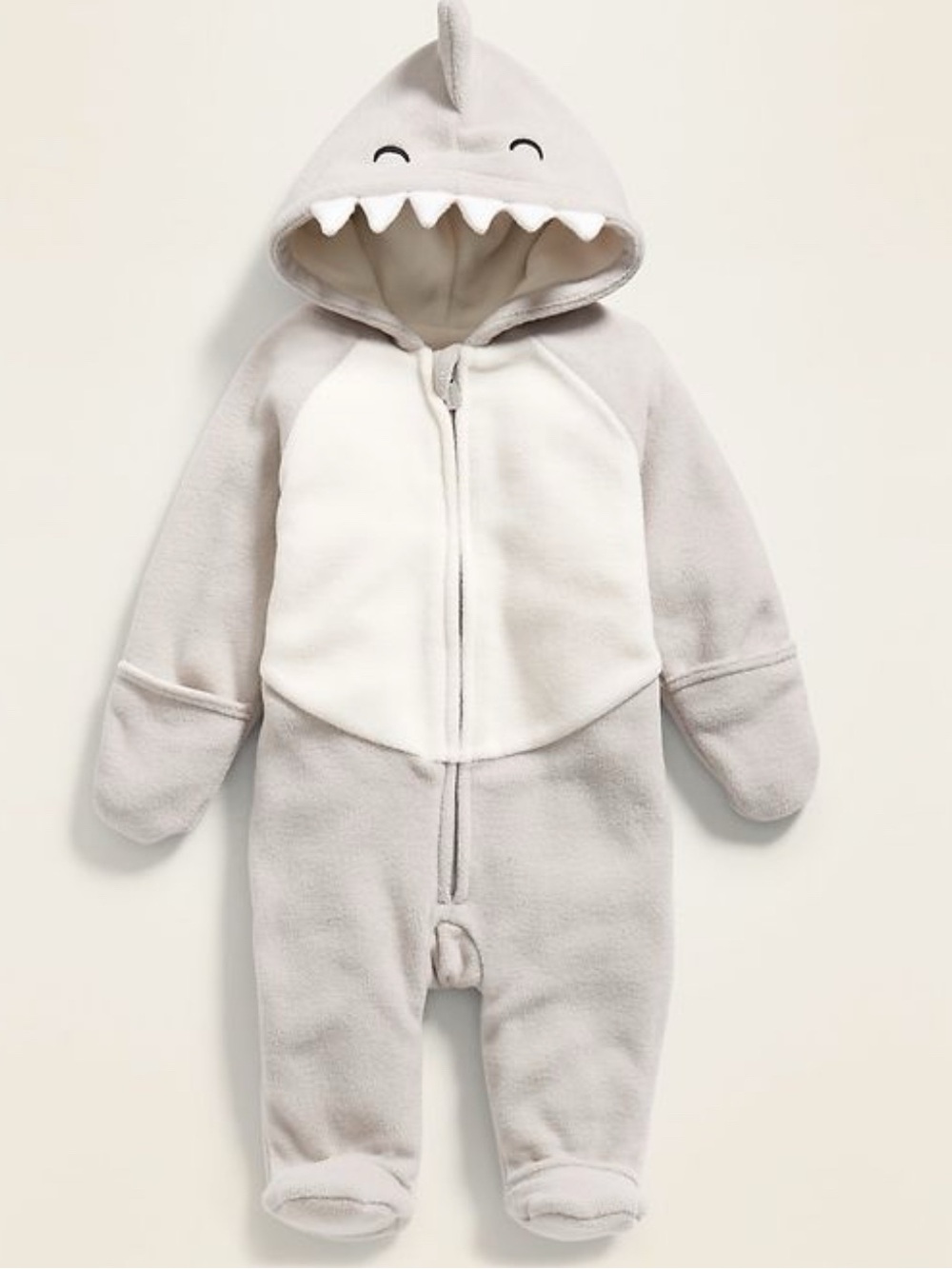 Nwt old navy Hooded One-Piece Romper Gray and White 6-12 months SHARK